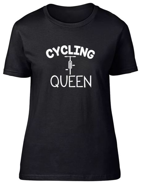 

cycling queen fitted womens ladies t shirt, White;black