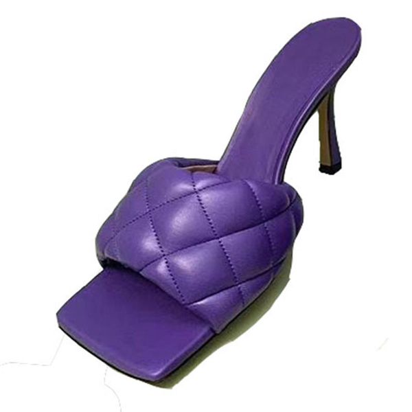 

slippers padded leather mules designer high heels sandals summer party shoes woman zapatos mujer 2021 canday color runway, Black