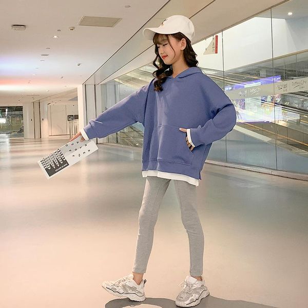 

hoodies & sweatshirts autumn 2021 children's clothing for girls hooded oversized hoodie clothes kids red blue long sleeve patchwork, Black