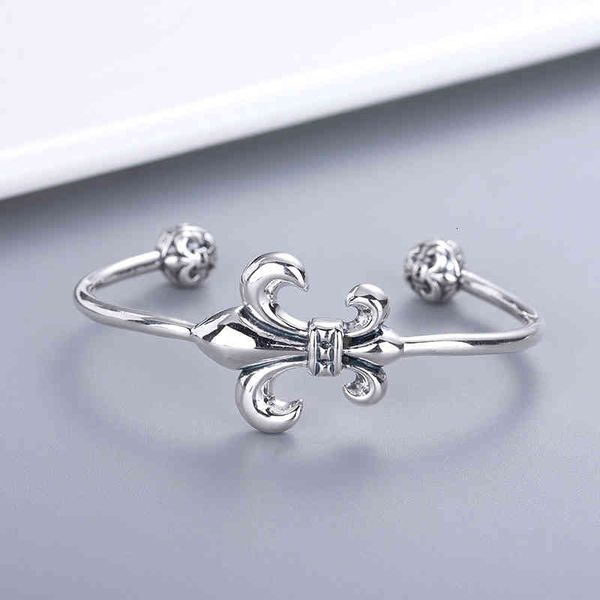 

cro ch thai sier children's military flower bracelet opening men's and women's trend japan south korea personalized fashion j, Golden;silver