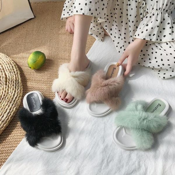 

slippers summer 2021 flat bottom muffins wear wild lazy sandals and female plush thick drag x126, Black