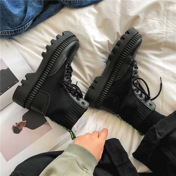 

black thick soled raised martin boots men's spring high shoes 2021 korean trendy student versatile