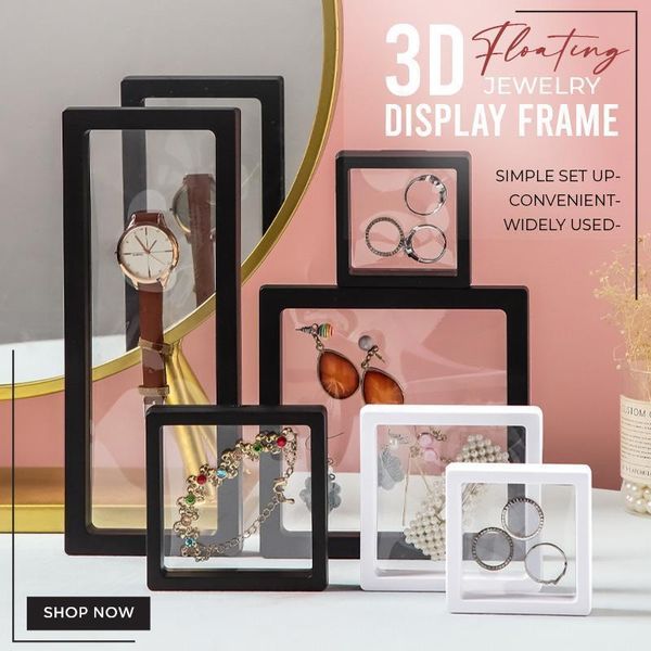 

gift wrap 3d floating jewelryÂ display frame holder box case with base stand necklace bracelet display home decorations