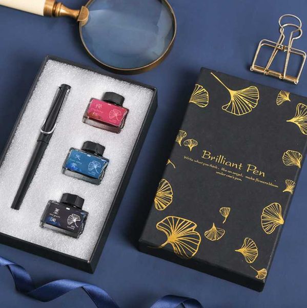

luxury fountain pen set vintage sprinkling ink bottle calligraphy writing dip nib birthday wedding graduate gift box pens