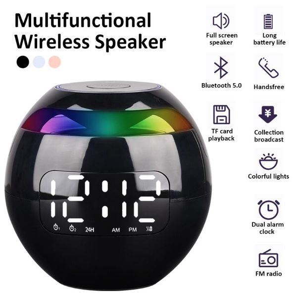 

desk & table clocks usb wired wireless bluetooth speaker digital alarm clock home decor hifi tf card mp3 music player with