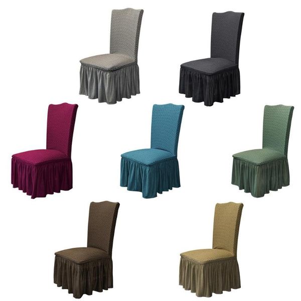 

chair covers universal adjustable non-slip ruffle skirt dining chairs protective cover turkish fabric washable home decoration