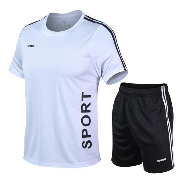 

men's tracksuits sets fast drying elastic short sleeve tshirt pants fitness summer sports suit male sportswear tracksuit, Gray