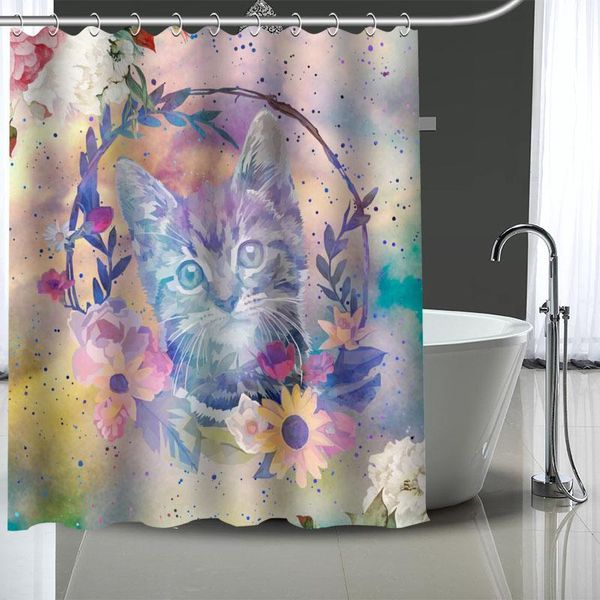 

cat custom pattern polyester bath curtain waterproof shower curtains diy screen printed for bathroom