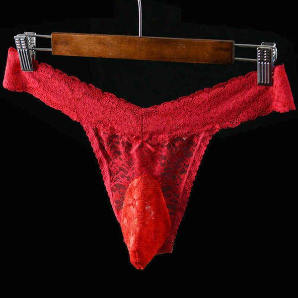 

nxy briefs and panties sissy mens lace thong gay underwear bulge pouch mesh g string lingerie for men 1203, Red;black