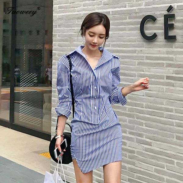 

casual dresses ol style striped elegant women mini dress autumn full sleeve work business female vestidos femme hip package sexy, Black;gray