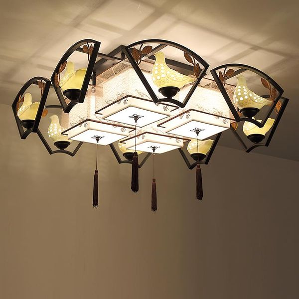 

ceiling lights modern chinese light lamp living room rectangular iron originality personalized study dining lo7161