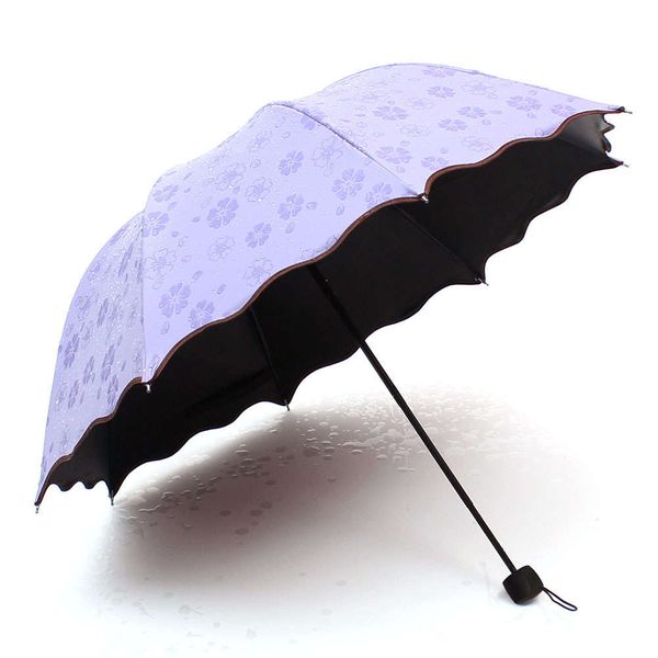

flower umbrella in water black glue sun sunshade female student creative folding