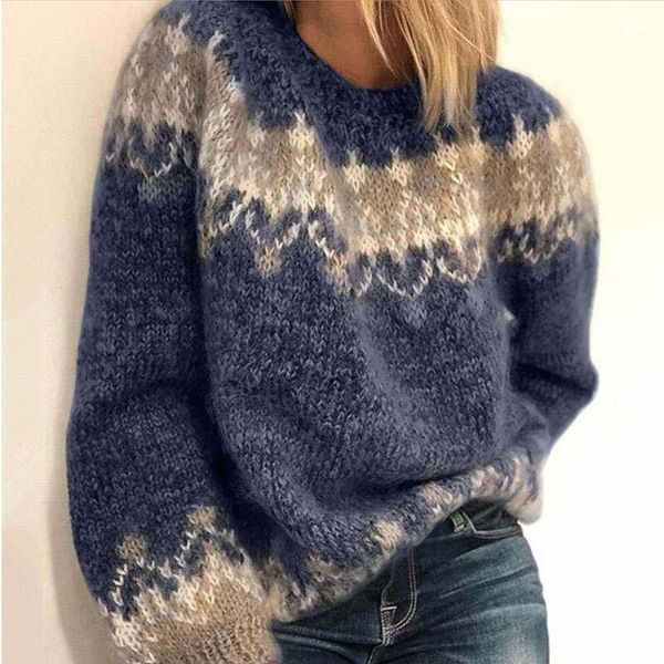 

women's sweaters women elegant o-neck knitted sweater autumn long sleeve jumpers winter thick warm loose pullover, White;black