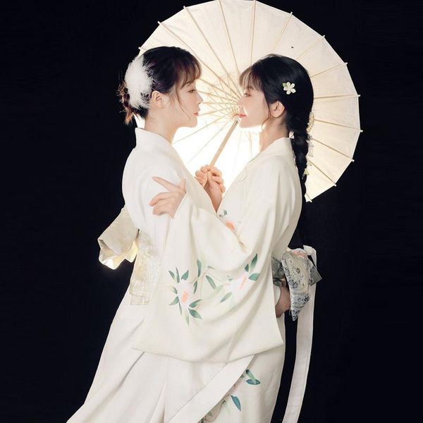 

ethnic clothing japanese kimono yukata summer 2021 retro japan vintage style white floral print dress bow suit traditional for women, Red