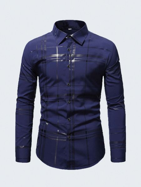 

men plaid button front shirt y95w#, White;black