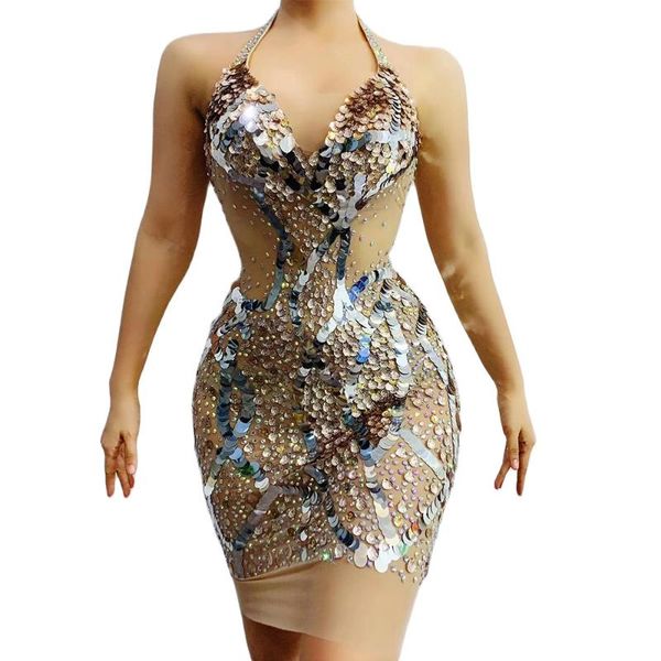 

shining embellished shell pearls sling women dresses tight stretch short dj singer dance stage wear nightclub costumes, Black;red