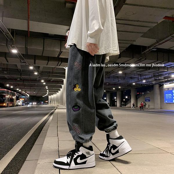 

men's jeans summer hip hop legged baggy trend loose 2021 pants fashion brand versatile spring streetwear men factory, Blue
