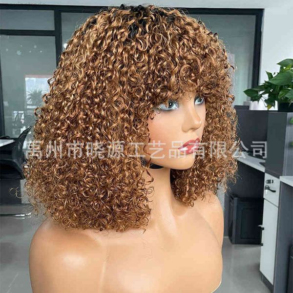 

mechanism curly bobo1b / 30 hu hair wig set, Black