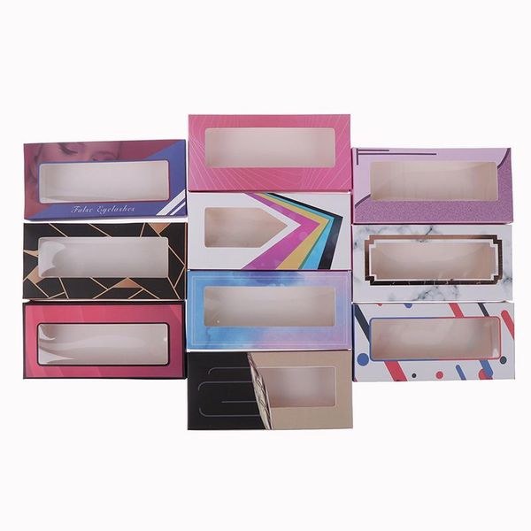 

false eyelashes 10pcs holographic lashes box soft paper packaging for