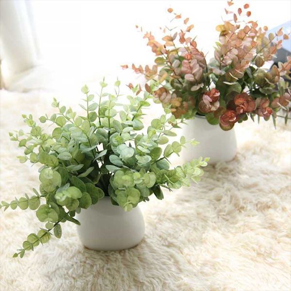 

eucalyptus leaves silk artificial branch for diy party wedding plants faux fabric foliage wreath home decoration decorative flowers & w wrea