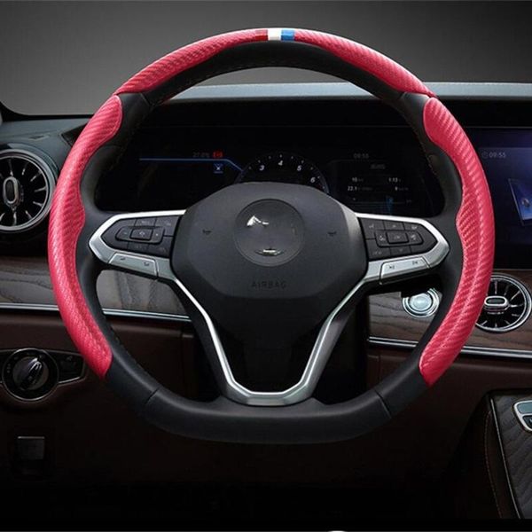 

steering wheel covers 3pcs universal car auto cover carbon fiber abs non-slip trim protection interior accessories