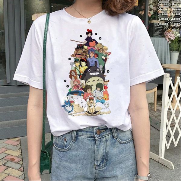 

harajuku kawaii totoro women t shirt studio ghibli ullzang miyazaki hayao funny cartoon cute anime, White