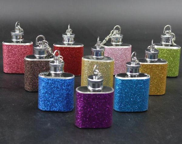 

sparkly glitter stainless steel 1 oz mini pocket liquor hip flask portable for outdoor wholesale