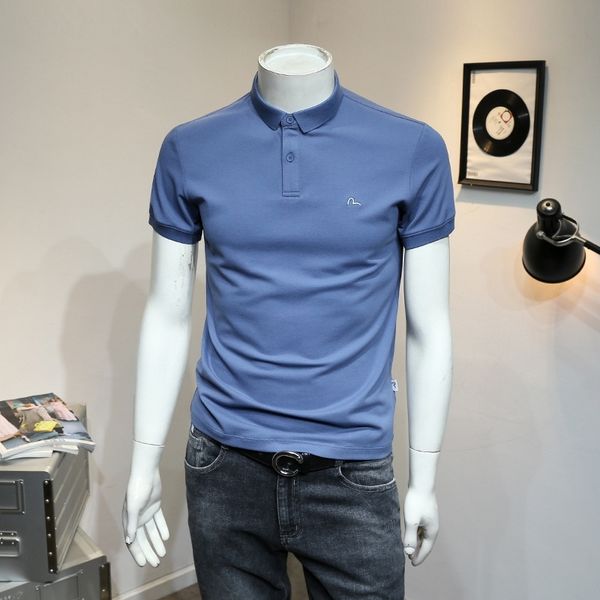 

summer men's short sleeved polo youth simple slim embroidery lapel t-shirt fashion casual clothes, White;black