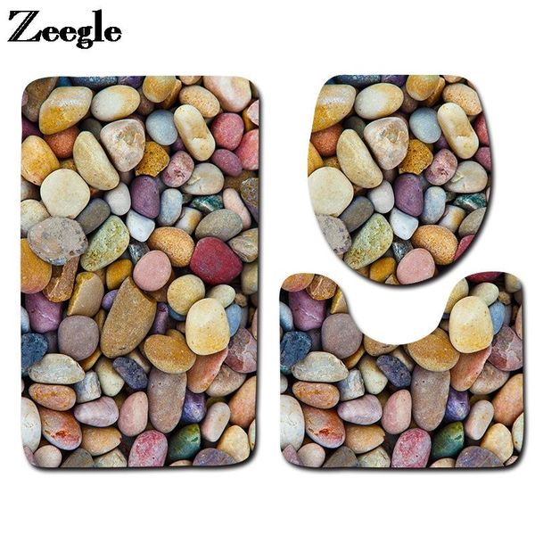 

bath mats color stone print mat and toilet carpet in the bathroom antislip seat cushion dustproof absorbent foot rug set