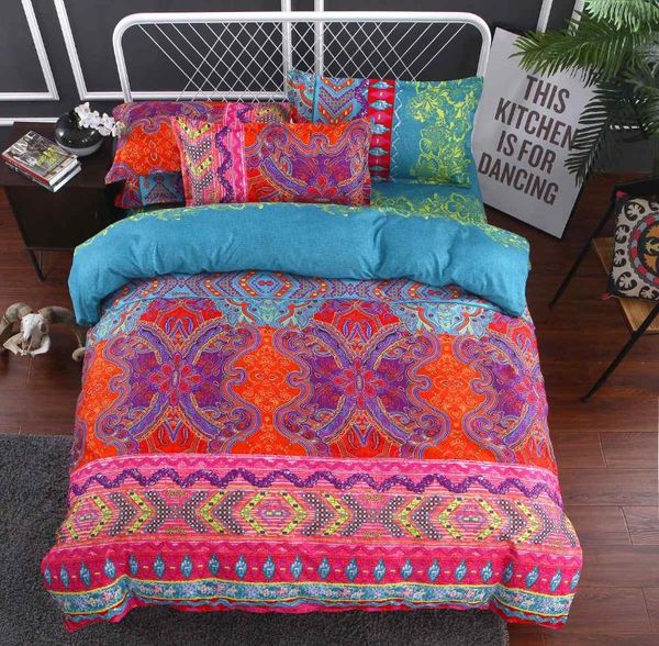 

bedding sets 2/3/4pcs bohemian linens printed set soft bed linen bedspread on the beds quilt duvet cover pillowcase for home