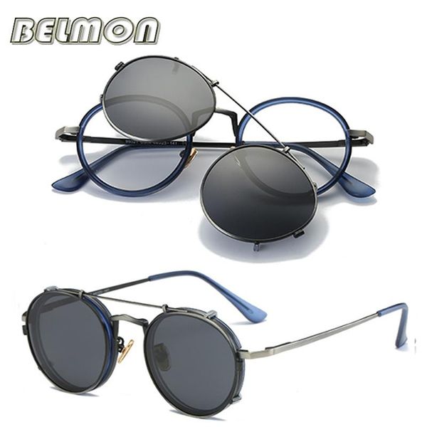 

fashion sunglasses frames steampunk googles eyeglasses spectacle frame men women with polarized clip on sungllasses for female male vintage, Black