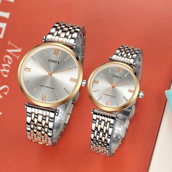 

wristwatches zhihao (zhha) simple couple pair watch ultra thin waterproof quartz gift zw-060, Slivery;brown