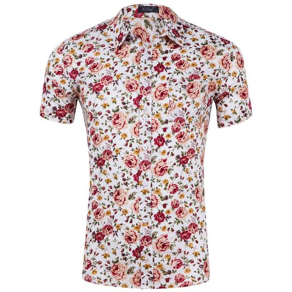 

floral style hawaiian style men's short-sleeved shirt geometric print party beach daily casual lapel, White;black