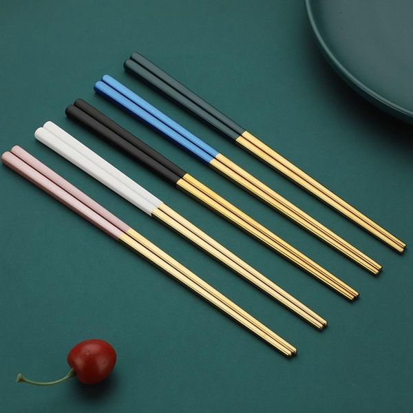 

chopsticks stainless steel noodles hanamaki metal non-slip kitchen utensils reusable tableware
