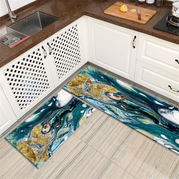 

carpets abstract green marble kitchen mat set nordic anti-slip in the hallway soft flannel strip bedside floor bedroom