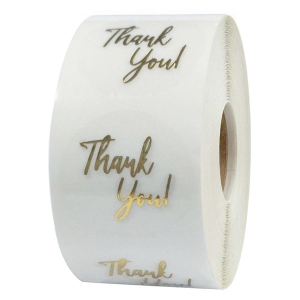 

gift wrap 50-500pcs 2.5 cm thank you sticker for envelope sealing labels golden transparent gold stationery supply