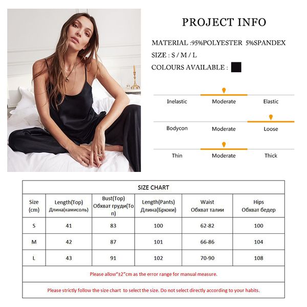 

2021hiloc black backless home suit for women pajama lace sleepwear satin spaghetti strap pajamas with pants intimate lingerie, Black;red