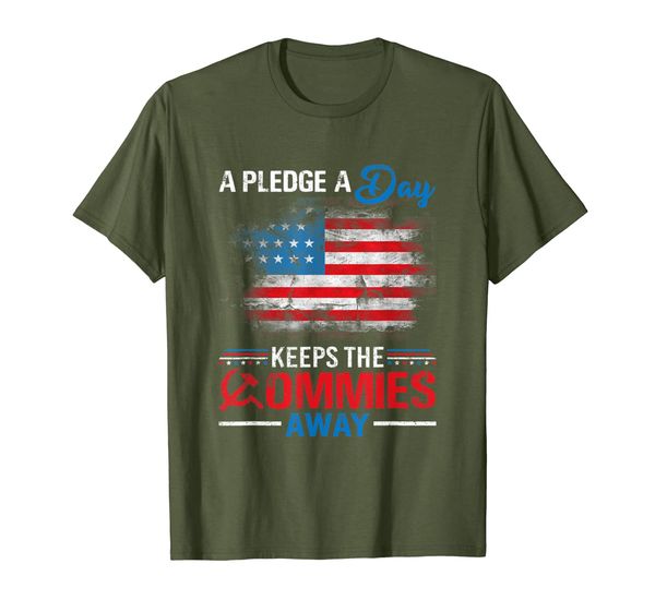 

america lover tee a pledge a day keeps the commies away t-shirt, White;black