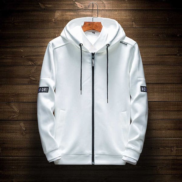 

and autumn spring men's long sleeve sweater hooded korean fashion student cardigan leisure sports men, White;black