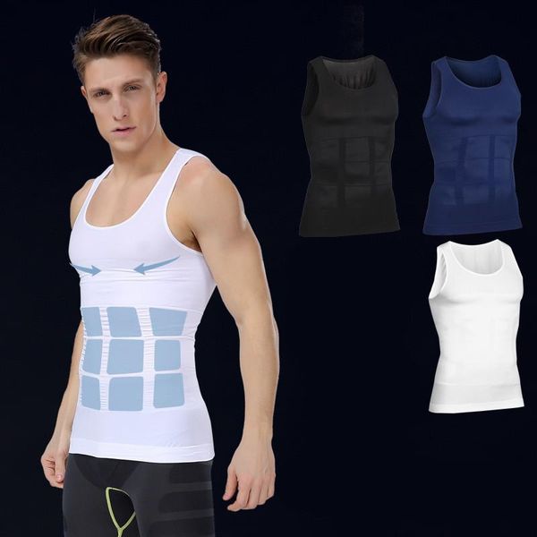 

men's body shapers men compression vest posture slimming waist gynecomastia shaper control belly tummy trimmer sleeveless t-shirt, Black;brown