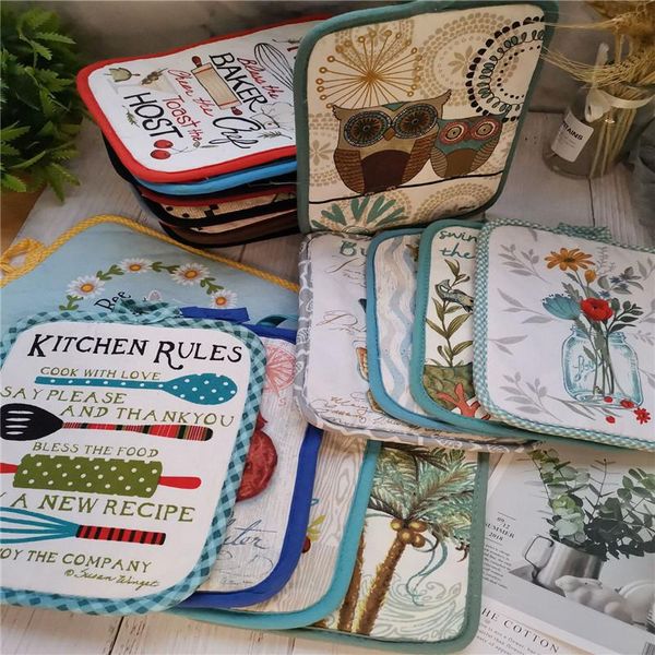 

mats & pads 1 pc 22x17cm pot holder colorful printed cotton heat resistant potholder pad kitchen tool table placemat