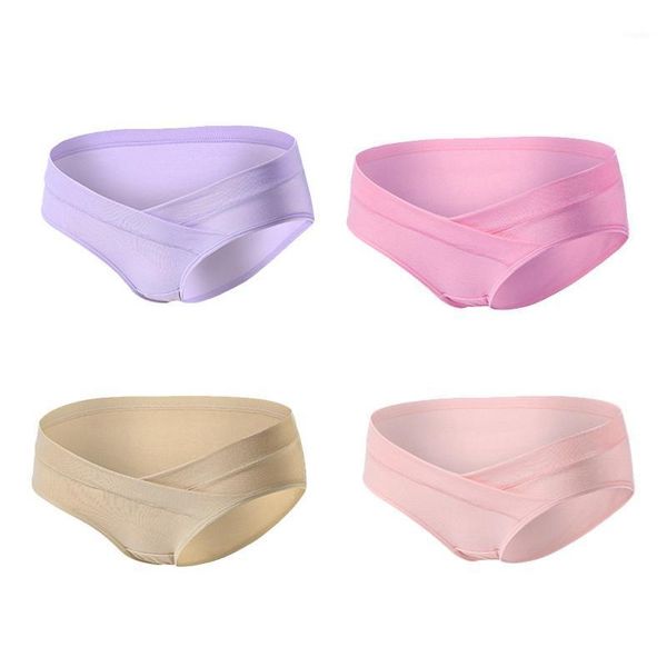 

women's panties 4pcs/lot cotton maternity pregnant solid color low waist support traceless underwear underpants, Black;pink