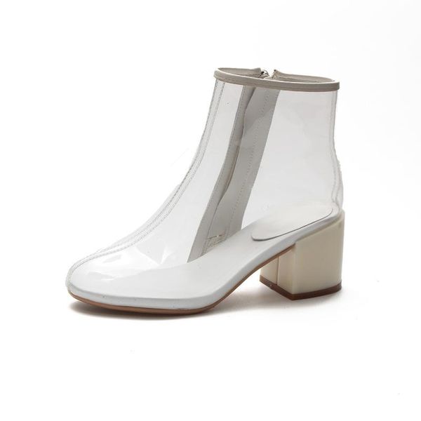 

boots women's ankle with the british trend transparent women chunky spring autumn jelly shoes botas de mujer, Black