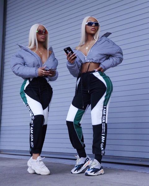 

women's pants & capris street sports middle waist fashion blue, Black;white