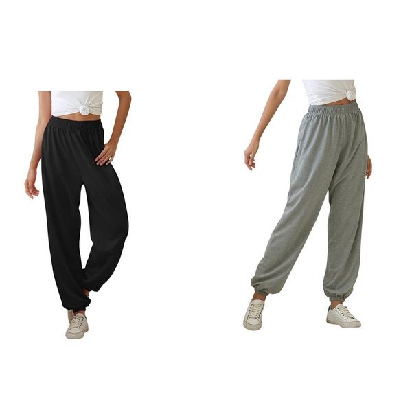 

women's pants & capris 2x sweatpants women casual loose harem solid fashion hip hop high waist baggy trousers s size black gray, Black;white