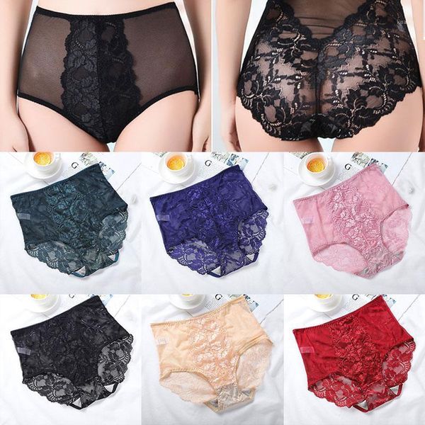 

women's panties ladies high waist lace large size cotton bottom female briefs comfortable breathable quality underwear women, Black;pink