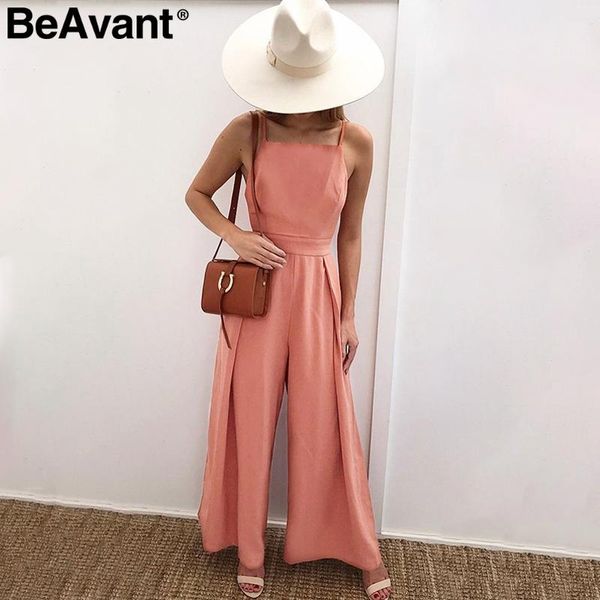 

women's jumpsuits & rompers beavant back bow strap women jumpsuit summer floral print boho beach 2021 backless flare leg, Black;white