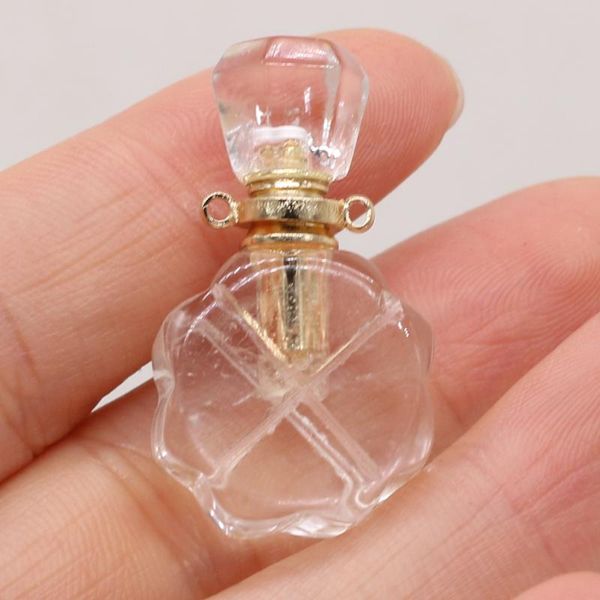 

charms natural clear quartz stones perfume bottle pendant exquisite semi-precious for jewelry making diy necklace accessory, Bronze;silver
