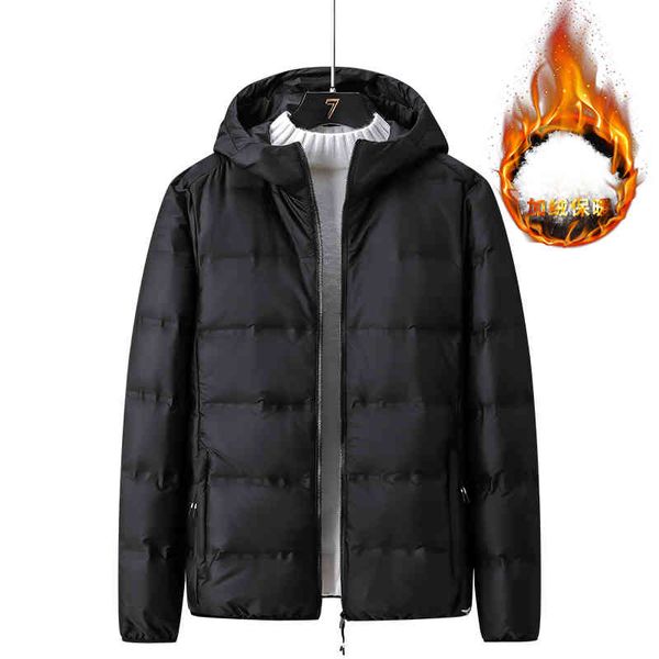 

the new men's winter down jacket collar cultivate one's morality frivolous youth leisure white duck coat, Black