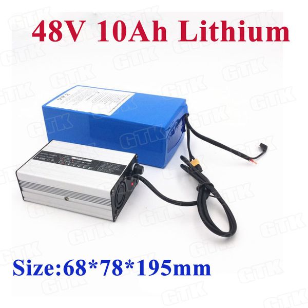 Bateria de 48V de lítio 48V 10ah Li íon bateria com BMS 48V 13s para 750W Ebike Bicicleta elétrica Bicicleta Battery Pack + 2A carregador